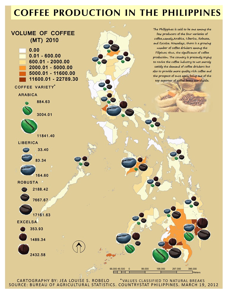 карта производства кофе на Филиппинах