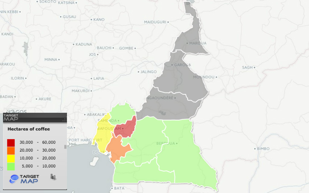карта производства кофе в Камеруне
